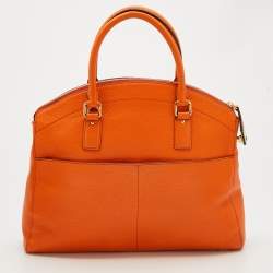 Pre Owned MCM Orange Leather Studded Satchel