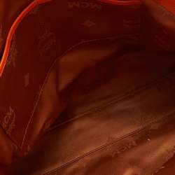 Pre Owned MCM Orange Leather Studded Satchel