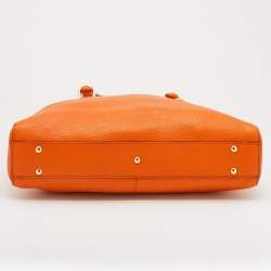 Pre Owned MCM Orange Leather Studded Satchel