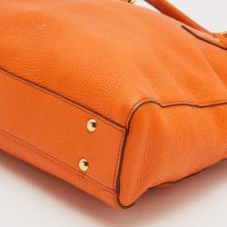 Pre Owned MCM Orange Leather Studded Satchel