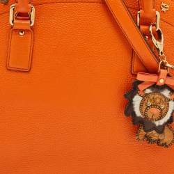 Pre Owned MCM Orange Leather Studded Satchel