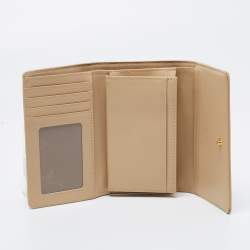 MCM Beige Grained Leather Trifold Wallet