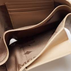 MCM Beige Grained Leather Trifold Wallet