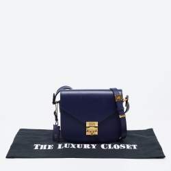 MCM Navy Blue Leather Small Patricia Crossbody Bag