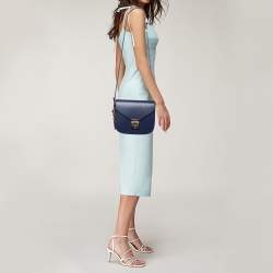 MCM Navy Blue Leather Small Patricia Crossbody Bag