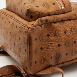 MCM Brown Visetos Coated Canvas and Leather Backpack