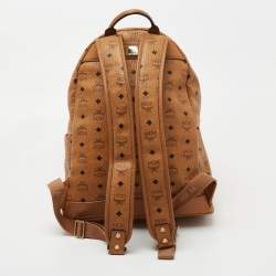 MCM Brown Visetos Coated Canvas and Leather Backpack