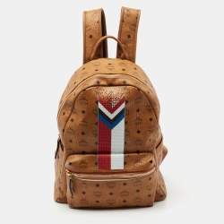 MCM Brown Visetos Coated Canvas and Leather Backpack MCM The