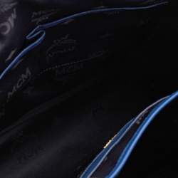 Pre Owned MCM Blue Visetos Coated Canvas and Leather Studs Backpack