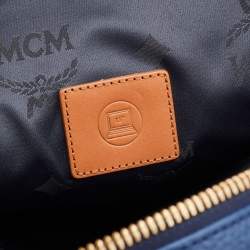 Pre Owned MCM Blue Visetos Coated Canvas and Leather Studs Backpack