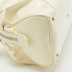 MCM Cream Crinkled Patent Leather Satchel