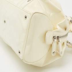 MCM Cream Crinkled Patent Leather Satchel
