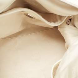 MCM Cream Crinkled Patent Leather Satchel