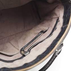 Pre Owned MCM Black Leather Croc Embossed Leather Tote