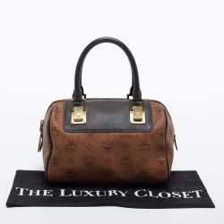 MCM BLack/ Cognac Visetos Coated Canvas and Leather Tote