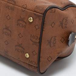 MCM BLack/ Cognac Visetos Coated Canvas and Leather Tote