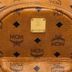 Pre Owned MCM Tan Visetos Coated Canvas And Leather Stark Bebe Boo Backpack