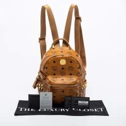 Pre Owned MCM Tan Visetos Coated Canvas And Leather Stark Bebe Boo Backpack