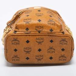 Pre Owned MCM Tan Visetos Coated Canvas And Leather Stark Bebe Boo Backpack