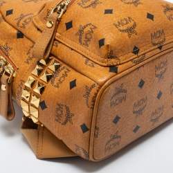 Pre Owned MCM Tan Visetos Coated Canvas And Leather Stark Bebe Boo Backpack
