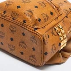 Pre Owned MCM Tan Visetos Coated Canvas And Leather Stark Bebe Boo Backpack