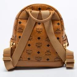 Pre Owned MCM Tan Visetos Coated Canvas And Leather Stark Bebe Boo Backpack