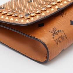 MCM Cognac Visetos Coated Canvas Patricia Wallet on Chain