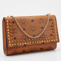 MCM Cognac Visetos Coated Canvas Patricia Wallet on Chain
