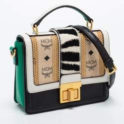 MCM Multicolor Visetos Coated Canvas and Zebra Print Calf Hair Little Veronika Top Handle Bag