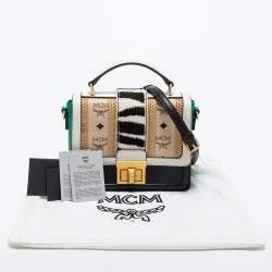 MCM Multicolor Visetos Coated Canvas and Zebra Print Calf Hair Little Veronika Top Handle Bag