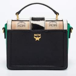 MCM Multicolor Visetos Coated Canvas and Zebra Print Calf Hair Little Veronika Top Handle Bag