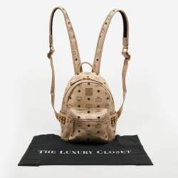 Pre Owned MCM Beige Visetos Coated Canvas and Leather Studded Stark Backpack