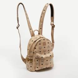 Pre Owned MCM Beige Visetos Coated Canvas and Leather Studded Stark Backpack