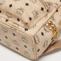 Pre Owned MCM Beige Visetos Coated Canvas and Leather Studded Stark Backpack