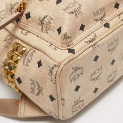Pre Owned MCM Beige Visetos Coated Canvas and Leather Studded Stark Backpack