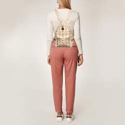 Pre Owned MCM Beige Visetos Coated Canvas and Leather Studded Stark Backpack