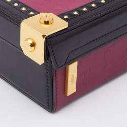 MCM Purple/Black Visetos Coated Canvas and Leather Berlin Box Bag