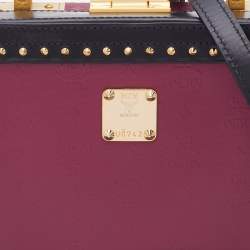 MCM Purple/Black Visetos Coated Canvas and Leather Berlin Box Bag