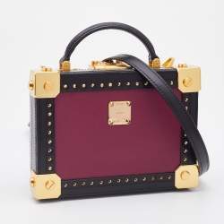 MCM Purple/Black Visetos Coated Canvas and Leather Berlin Box Bag