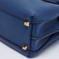 Pre Owned MCM Blue Leather Mini Milla Park Avenue Tote