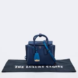 Pre Owned MCM Blue Leather Mini Milla Park Avenue Tote