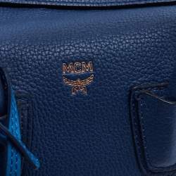 Pre Owned MCM Blue Leather Mini Milla Park Avenue Tote