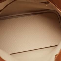 Pre Owned MCM Tan Striped Visetos Coated Canvas and Leather Shopper Tote