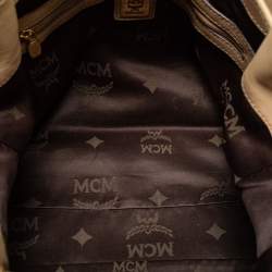MCM Beige Visetos Coated Canvas and Leather Drawstring Tote