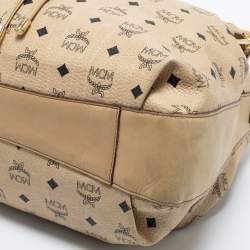 MCM Beige Visetos Coated Canvas and Leather Drawstring Tote