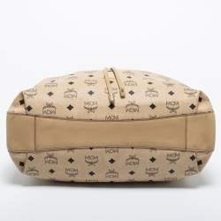 MCM Beige Visetos Coated Canvas and Leather Drawstring Tote