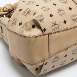 MCM Beige Visetos Coated Canvas and Leather Drawstring Tote