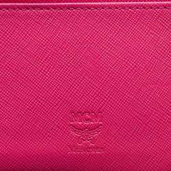 Pre Owned MCM Orange/Pink Visetos Patent Leather Charm Continental Wallet