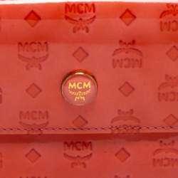 Pre Owned MCM Orange/Pink Visetos Patent Leather Charm Continental Wallet