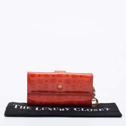 Pre Owned MCM Orange/Pink Visetos Patent Leather Charm Continental Wallet